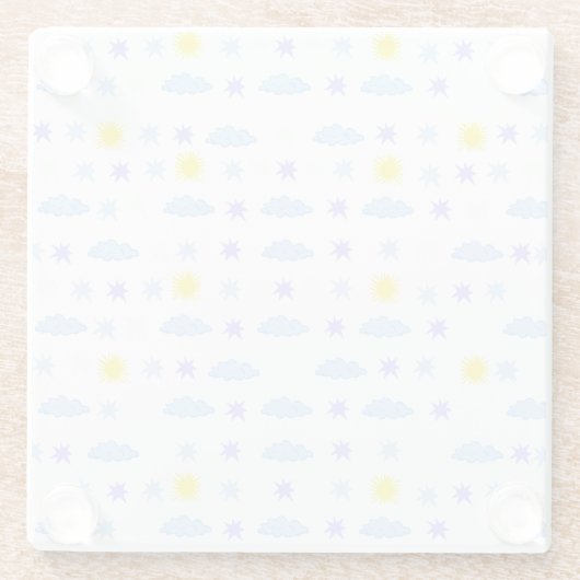 Sunny, Cloudy, Starry Weather Pattern Glazen Onderzetter (Achterkant)