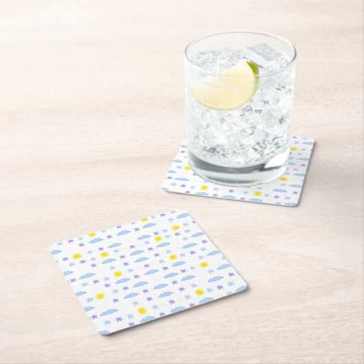 Sunny, Cloudy, Starry Weather Pattern Kartonnen Onderzetters (Insitu)