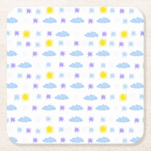 Sunny, Cloudy, Starry Weather Pattern Kartonnen Onderzetters