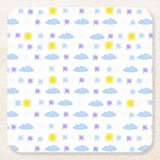 Sunny, Cloudy, Starry Weather Pattern Kartonnen Onderzetters (Voorkant)