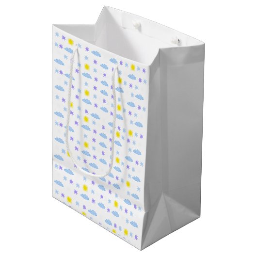 Sunny, Cloudy, Starry Weather Pattern Medium Cadeauzakje (Voorkant Gekanteld)
