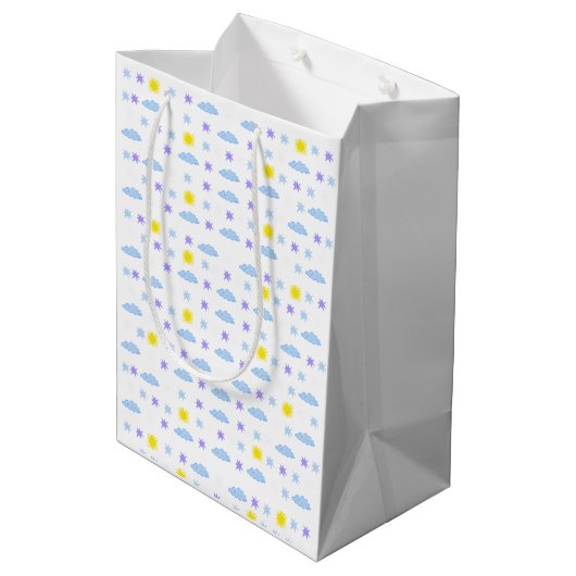 Sunny, Cloudy, Starry Weather Pattern Medium Cadeauzakje (Achterkant Gekanteld)
