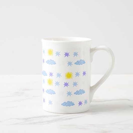 Sunny, Cloudy, Starry Weather Pattern Porselein Kop (Rechts)