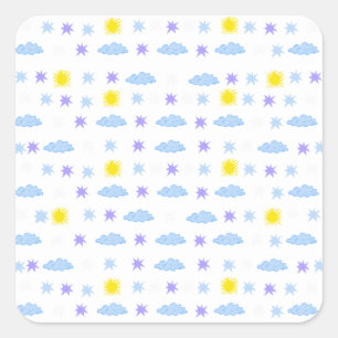 Sunny, Cloudy, Starry Weather Pattern Vierkante Sticker