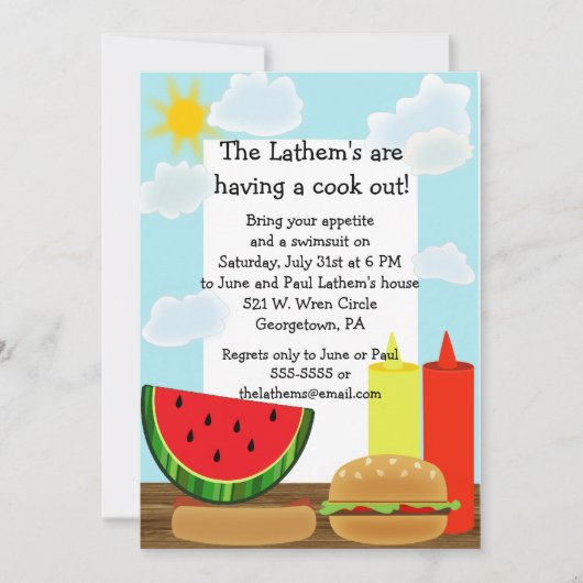 Sunny Cookout Uitnodiging (Voorkant)