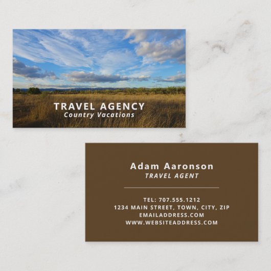 Sunny Country Scene, Reisbureau Visitekaartje (Voorkant / Achterkant)