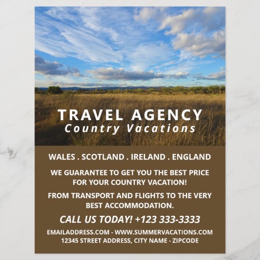 Sunny Country Scene, Travel Agency Advert Flyer (Voorkant)