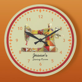 Sunny Crazy Quilt Sewing Room Wall klok