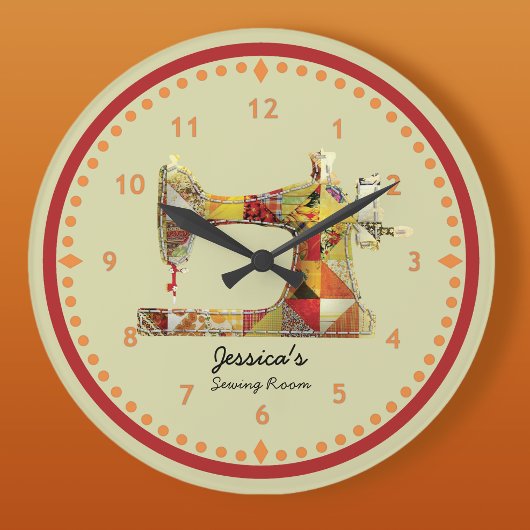 Sunny Crazy Quilt Sewing Room Wall klok