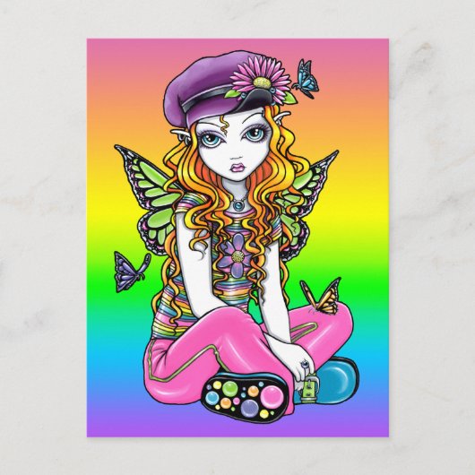 "Sunny" Cute Rainbow Butterfly Briefkaart (Voorkant)