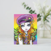 "Sunny" Cute Rainbow Butterfly Fairy Art Briefkaar Briefkaart (Staand voorkant)
