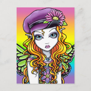 "Sunny" Cute Rainbow Butterfly Fairy Art Briefkaar Briefkaart