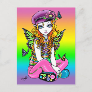 "Sunny" Cute Rainbow Butterfly Fairy Art Briefkaar Briefkaart