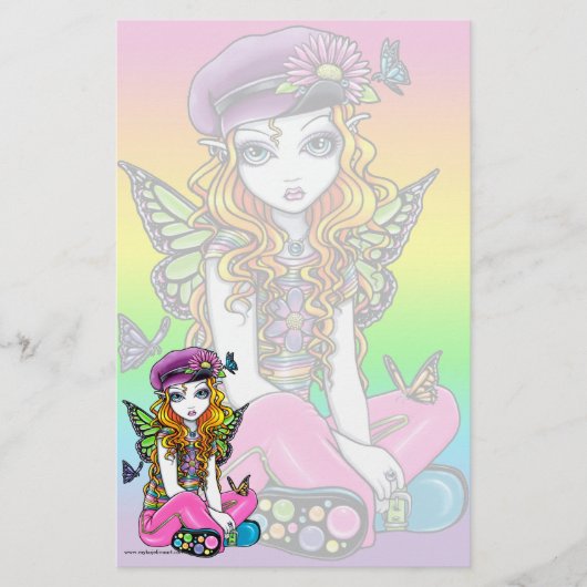 "Sunny" Cute Rainbow Butterfly Fairy Stationery Briefpapier (Voorkant)