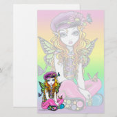 "Sunny" Cute Rainbow Butterfly Fairy Stationery Briefpapier (Voorkant / Achterkant)