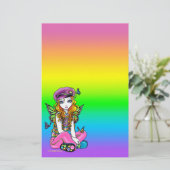 "Sunny" Cute Rainbow Butterfly Fairy Stationery Briefpapier (Staand voorkant)