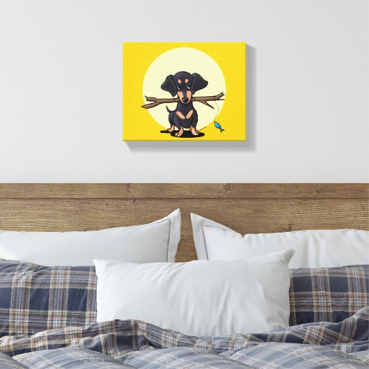 Sunny Dachshund Dog Canvas Afdruk (Insitu (Slaapkamer))