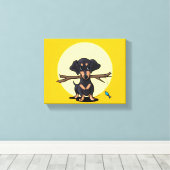 Sunny Dachshund Dog Canvas Afdruk (Insitu (Houten vloer))