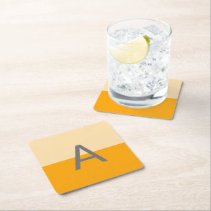 Sunny Daffodil Yellow Monogram Kartonnen Onderzetters