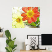 Sunny Dahlias Poster (Thuiskantoor)