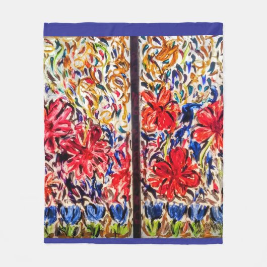 Sunny Day Blue Tulips Fleece Deken (Voorkant)