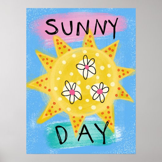 Sunny Day - Leuke Happy Sun Poster Wall Art (Voorkant)