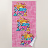 Sunny Day Pink Strandlaken (Voorkant)