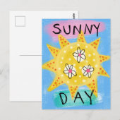Sunny Day - Schattig Happy Sun Briefkaart (Voorkant / Achterkant)