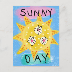 Sunny Day - Schattig Happy Sun Briefkaart