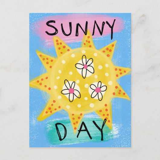 Sunny Day - Schattig Happy Sun Briefkaart (Voorkant)