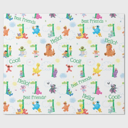 Sunny Day Sesamstraat Pattern Cadeaupapier (Vlak)