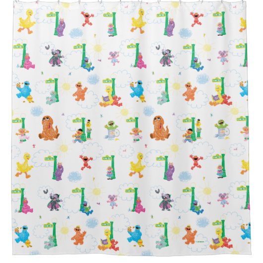 Sunny Day Sesamstraat Pattern Douchegordijn (Voorkant)