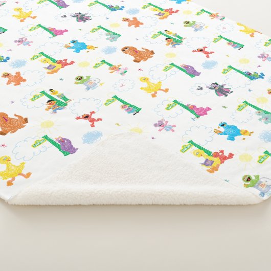 Sunny Day Sesamstraat Pattern Sherpa Deken (3/4)