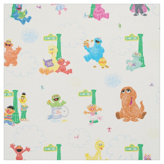 Sunny Day Sesamstraat Pattern Stof (Swatch)