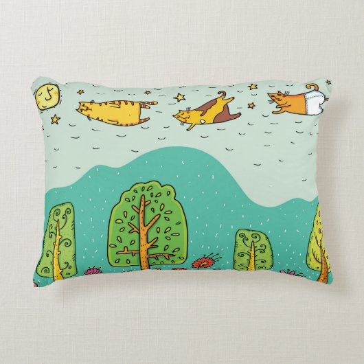 Sunny Days Flying Cats Huisdieren Schattigee Baby  Accent Kussen (Voorkant)