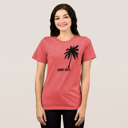 Sunny Days T-Shirt - Minimalist Palm Tree Silhouet (Voorkant volledig)