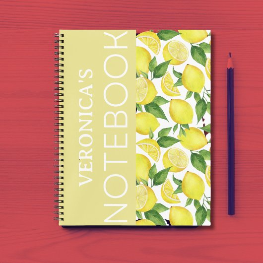 Sunny Delight: Persoonlijke Lemon en Leaf Spiral Notitieboek