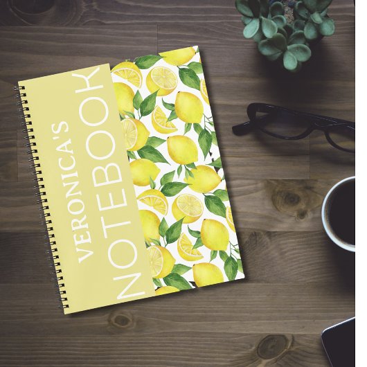 Sunny Delight: Persoonlijke Lemon en Leaf Spiral Notitieboek