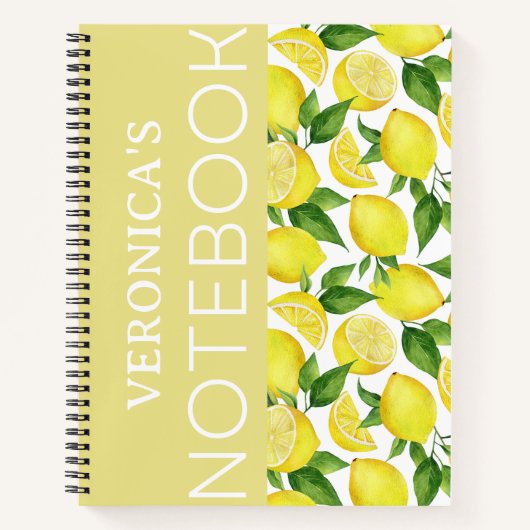 Sunny Delight: Persoonlijke Lemon en Leaf Spiral Notitieboek (Voorkant)