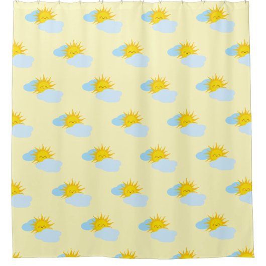 Sunny Delight: Schattige zonnebeeld Douchegordijn (Voorkant)