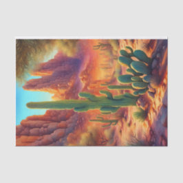 Sunny Desert Cactus Cliff Landschap Decoupage Tissuepapier