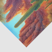 Sunny Desert Cactus Cliff Landschap Decoupage Tissuepapier (Detail)