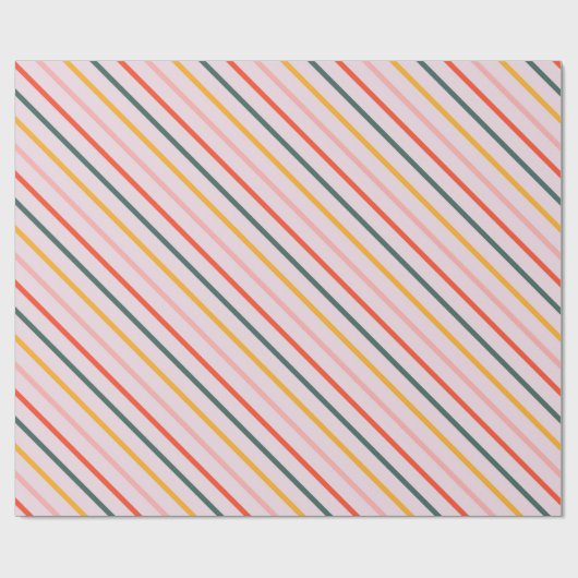 Sunny Diagonal Stripes Cadeaupapier (Vlak)