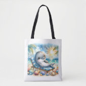 Sunny Dolphin Bliss Tote Bag (Voorkant)