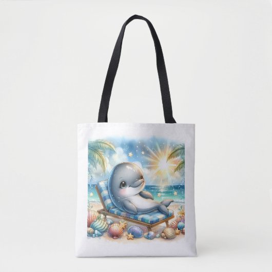Sunny Dolphin Bliss Tote Bag (Voorkant)