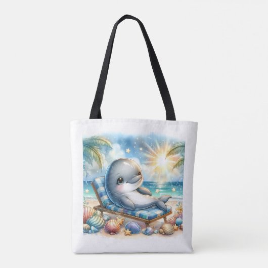 Sunny Dolphin Bliss Tote Bag (Achterkant)