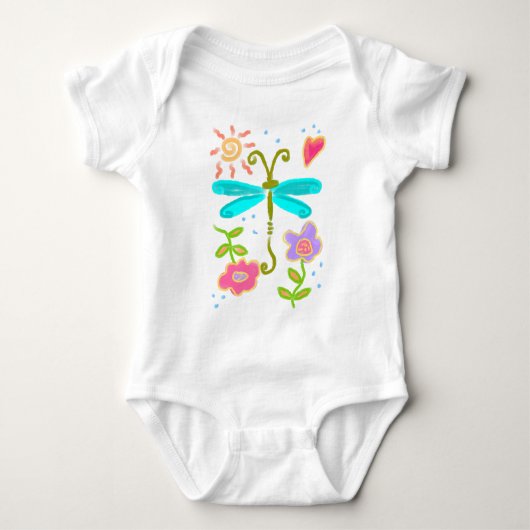 Sunny Dragonfly Abstracte kunst om te Draag T-shirt (Voorkant)