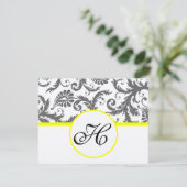 Sunny Elegance Geel Victoriaans Damask Informatiekaartje (Staand voorkant)