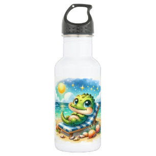 Sunny Escape van een Baby Croc gepersonaliseerd Waterfles