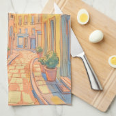 Sunny European Street Keuken Handdoek – Gezellig R (Quarter Fold)